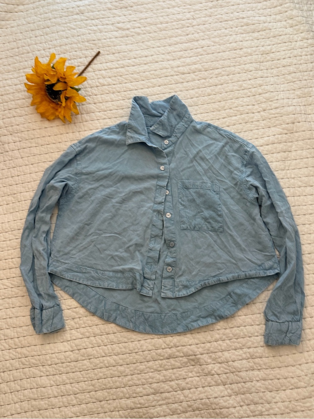 Light Blue Button-Front Kids Shirt - Brand Unspecified